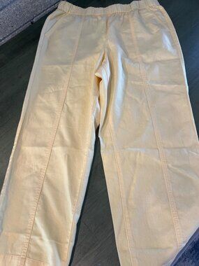Talbots Yellow Elastic Waist Cotton Blend Straight-Leg Pants L